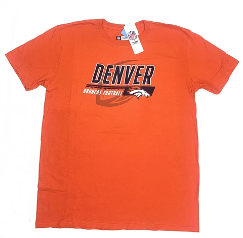 NFL Team Apparel Denver Broncos Football T-Shirt Tee Classic Orange Men's New Cover