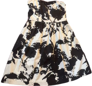 The Limited Dress Womens Size 10 White Black Splatter Print Strapless Zip Sheath - Picture 1 of 6