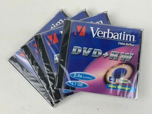 4 Pack Verbatim DVD+RW 4.7GB 2.4x Certified SERL Data Storage Discs Sealed - Picture 1 of 4