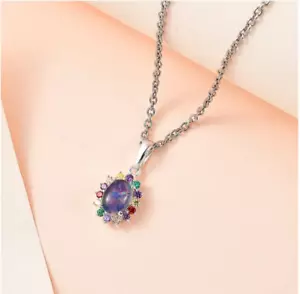 AAA Boulder Opal & Multi-Gemstone 925 Sterling Silver Pendant & 20" Free Chain. - Picture 1 of 7
