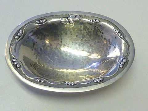 Georg Jensen Sterling Silver 243B Individual Salt Cellar Dish Deco Hand Wrought Cover