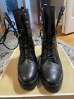 Michael Kors Women's Anaka Black Leather Combat Boots Size 7.5*100% Authentic!!