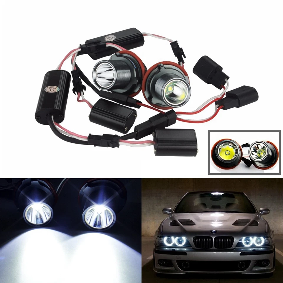 2x 6000K 10W LED Ojo de Ángel Halo Anillo Luces Para BMW E39 E60 X5 E53 E63 E65 X3 Foto 1 de 4