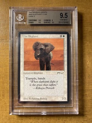 MTG✨WAR ELEPHANT (Dark)✨Arabian Nights BGS 9.5 GEM MINT 1993 K. Bishop Artwork - Image 1 of 3