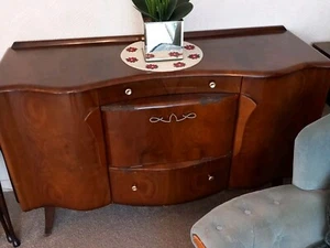 Vintage Sideboard Walnut Veneer Wood Wooden For Restore or Upcycle - Picture 1 of 12