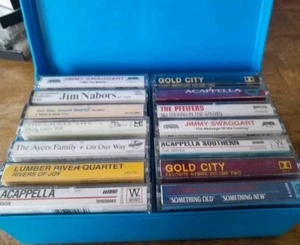 14 Christian Cassettes In Blue Plastic Cassette Case See Pictures For Names - Imagen 1 de 7