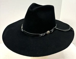 Vintage Bailey Tucson Men’s Black Wool Cowboy Hat Hatband Size 7 Made In USA - Picture 1 of 13