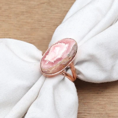 Joia de prata feita à mão com pedra preciosa de rodocrosita "8" - Imagem 1 de 4