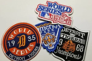 4 pc. Detroit Tigers assorted Embroidered Patch misc size 3"-3.5"? iron-on - Picture 1 of 2