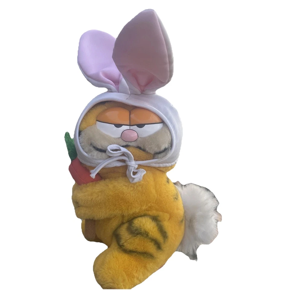 Conejo de Pascua Garfield 1978 de colección conejo felpa zanahoria palo orejas Foto 1 de 4