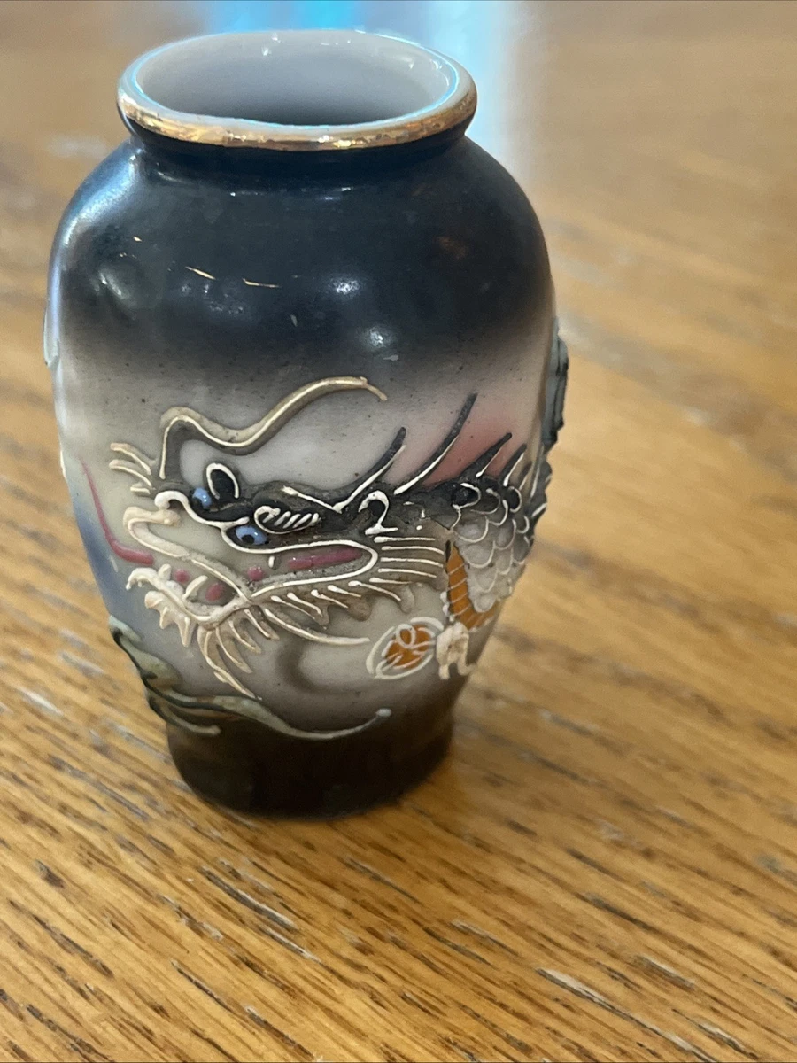 濃紺陶器　龍　花瓶　花器　時代物　昭和レトロ　Dragon vase 濃紺陶器 龍 花瓶 花器 時代物 昭和レトロ Dragon vase 濃紺陶器 龍