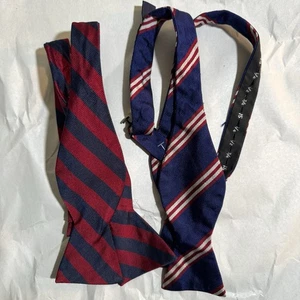 Lote de 2 pajaritas de seda Brooks Brothers Makers a rayas autocorbatas EE. UU. - Imagen 1 de 7