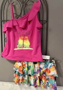 Lands End Girls Sz 10 Tankini + Skirted Bottom 2-Piece Swimsuit Set Colorful! - Picture 1 of 6