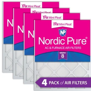 18x20x1 (17_3/4x19_3/4) Nordic Pure Tru Mini Pleat MERV 8 Air Filters 4 Pack - Picture 1 of 7