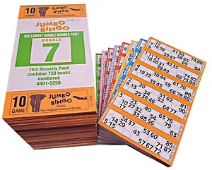 750 10 Page Games Jumbo Bingo Tickets 6 To View 1-90 Bingo Cards Serial Numbers - Picture 1 of 1