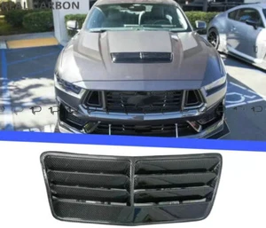 For 24-Up Ford Mustang DRY Real CARBON FIBER Front Upper Hood Vent Insert Cover - Picture 1 of 10