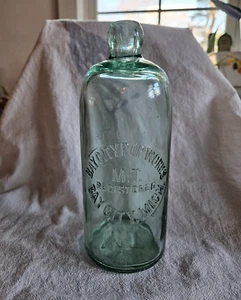 Antike 1905 bis 1920 BAY CITY POP WORKS Glas Soda Pop Flasche Klecksverschluss - Bild 1 von 17