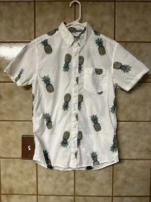 Camisa Urban Outfitter abacaxi botão para baixo, casual havaiana tropical, tamanho pequeno - Imagem 1 de 4