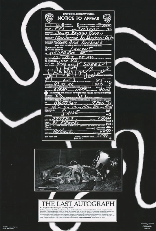 POSTER: JAMES DEAN - ÚLTIMO AUTÓGRAFO - NAUFRÁGIO DE CARRO #3145 - Imagem 1 de 1