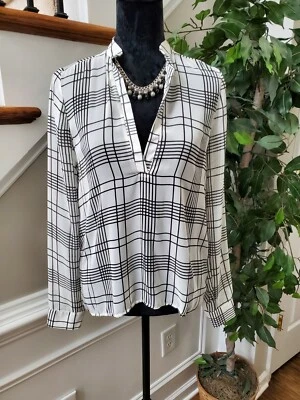 Top de mujer Honey Punch blanco y negro mezcla 100 % poliéster manga larga talla pequeña Foto 1 de 4