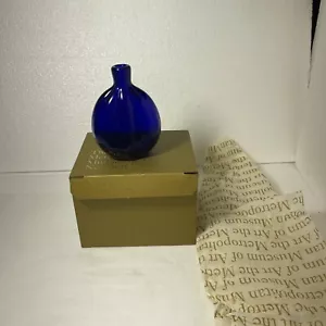 5"INCH Metropolitan Museum of Art Cobalt Blue Flask Pocket Bottle IN BOX - Picture 1 of 15