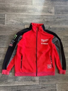 VINTAGE CLINTON YAMAHA RACING MILWAUKEE FLEECE JACKET LARGE SIZE MONSTER MENS - Picture 1 of 13