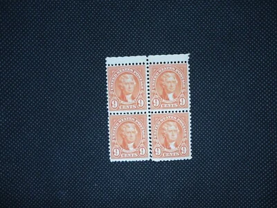 Scott# 641  1927 9 cent Thomas Jefferson, Rose color, Block of 4, MNH - Image 1 of 4