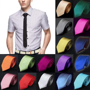 Classic Men's Tie Formal Solid Color Wedding Party Daily Neckwear Necktie US # - Picture 1 of 47
