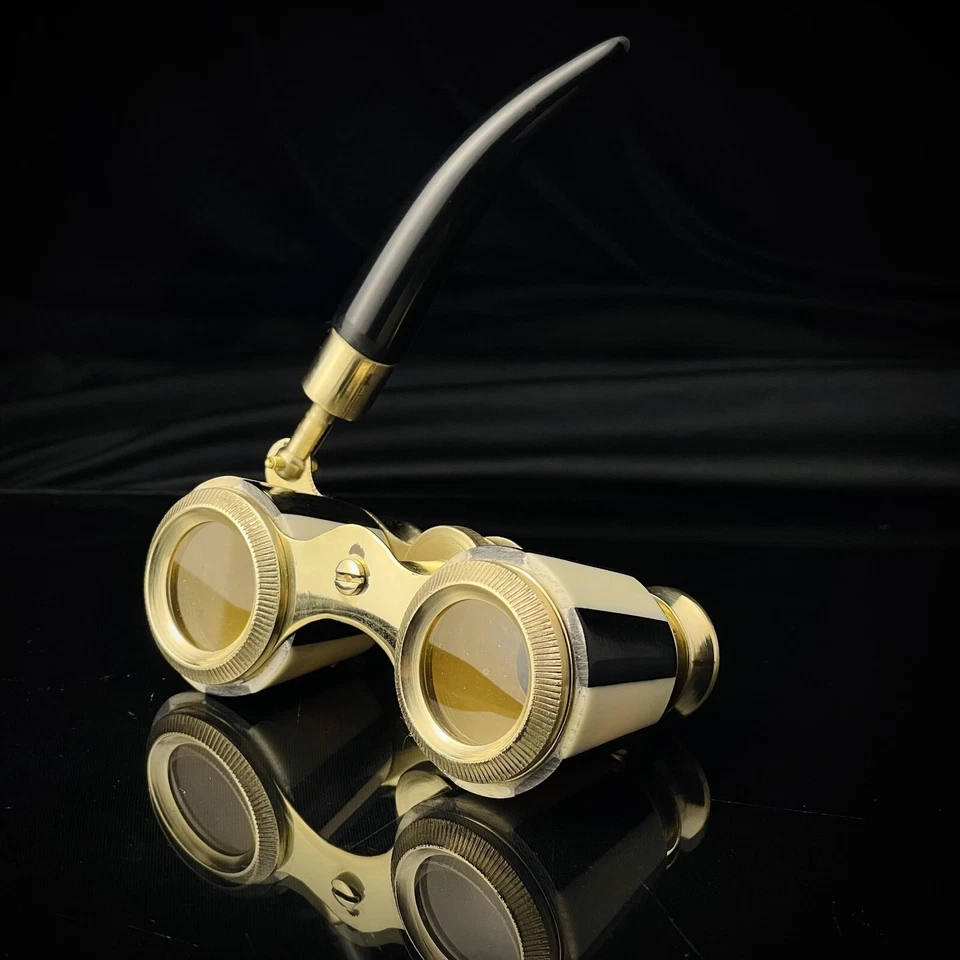 Black Mother of Pearl Opera glasses with handle Brass Binocular Christmas Gifts - Image 1 of 4