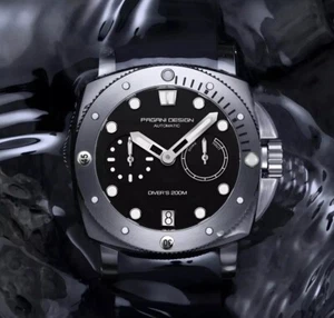 Orologio Automatico Pagani Design Uomo PD 1767 Subacqueo 200MT Nylon Nero Diver - Foto 1 di 7
