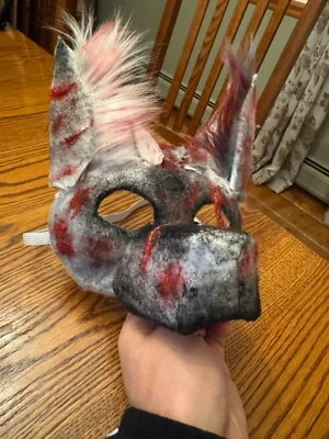 Therian Mask Furry Gore Wolf Felted and Hand Painted Beautiful One-of-a-Kind - Image 1 of 4