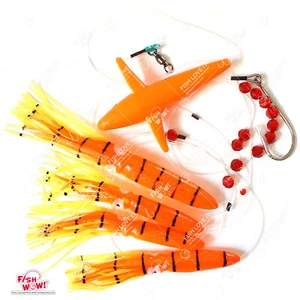 Fishing Daisy Birds Chain Squids Lures Hook Teaser Trolling Big Game Bait Orange - Picture 1 of 8