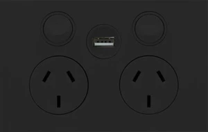 Clipsal Saturn ZEN Double Powerpoint with USB Charger Black | Z4025USBC-ZB - Picture 1 of 1