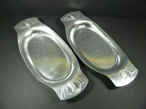 2 Vintage Kensington Aluminum Tray Sizzler Thistle Design on Ends 13.5" - Picture 1 of 8