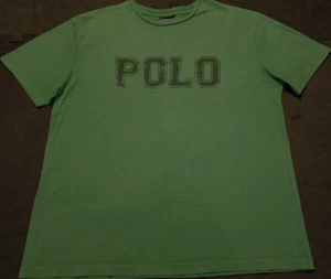 Vtg Med Polo Ralph Lauren Green Distressed POLO Spellout Collector T Shirt - Picture 1 of 6