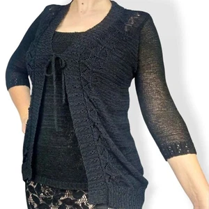 Viola Crotchet Cardigan Top Ladies L Witch Witchy Goth Dark Academia Y2K Vintage - Bild 1 von 5