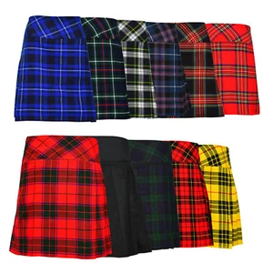 Ladies Knee Length Kilt Skirt 20" Length Tartan Pleated Kilts 11 Various Colours - Picture 1 of 36