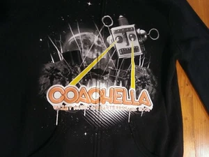 Rare Coachella 2008 Robot Hoodie Black Sweatshirt S/M - Picture 1 of 9