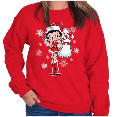 Betty Boop Santa Navidad Invierno Vacaciones Mujer Cuello Redondo Sudadera Pullover Foto 1 de 4