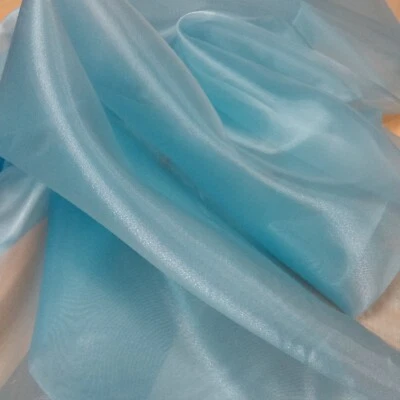 Wholesale 100MTS £1.60 Mtr SKY BLUE Plain Organza Fabric 150CM Wedding Venue - Image 1 of 2