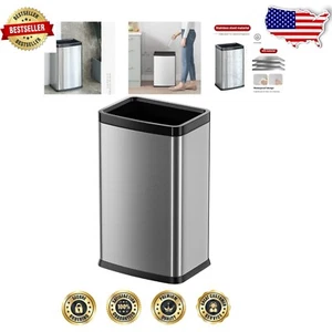 Large Capacity Square Silver Garbage Can - Perfect for Home or Commercial Use - Picture 1 of 10