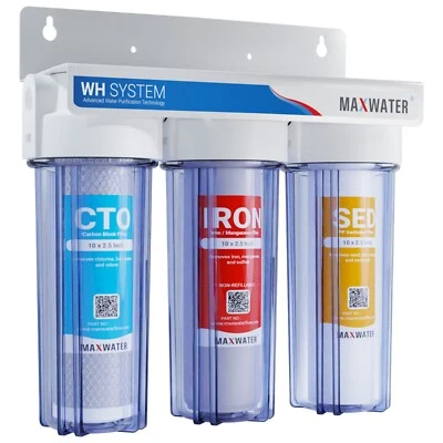 Max  Water 3 Stages 10"x 2.5" 3/4" Port Whole House Iron Manganese Water Filter - Image 1 of 4