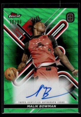 2022-23 Topps Finest OTE Malik Bowman #FA-MBO Green Wave Auto 10/99 - Image 1 of 2