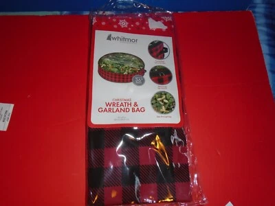Whitmor Christmas 36 Inch Holiday Wreath and Garland Bag Zippered Clear Top NEW - Image 1 of 3