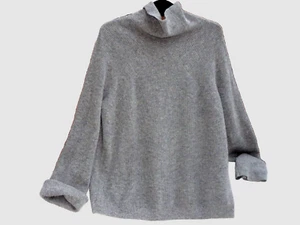 C&A Grey 100% Cashmere Turtle Neck Jumper Raglan Sleeve - Picture 1 of 10