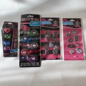Monster High Merch Lot - Rings, Tapefetti, & 2 Packs Liquid Stickers - Picture 1 of 9