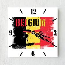 Belgium Flag Wall clock patriots Wooden Tile Watch Support Décor