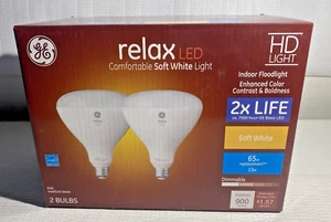 GE Relax LED Soft White HD Light R40 Medium Base 2 Bulbs 65W Replacement 13w - Picture 1 of 5