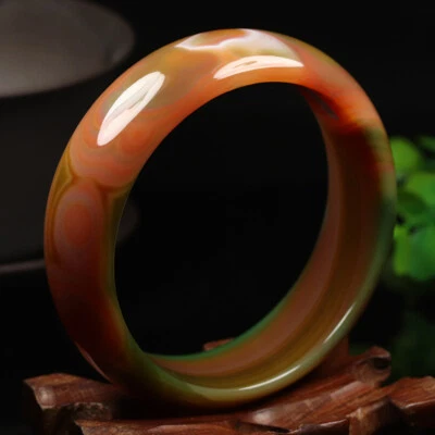 Brazalete Brazalete 60mm Natural Marrón Verde Calcedonia Jade Ágata Helada 06103 Foto 1 de 4