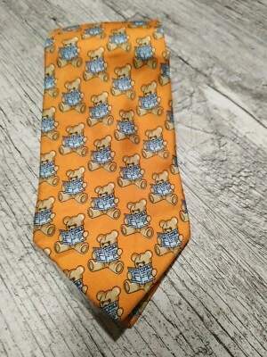 Gravata de seda masculina Beaufort com ursinhos de pelúcia - Imagem 1 de 4